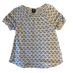 {Talbots} Blue Printed Short Sleeve Tee